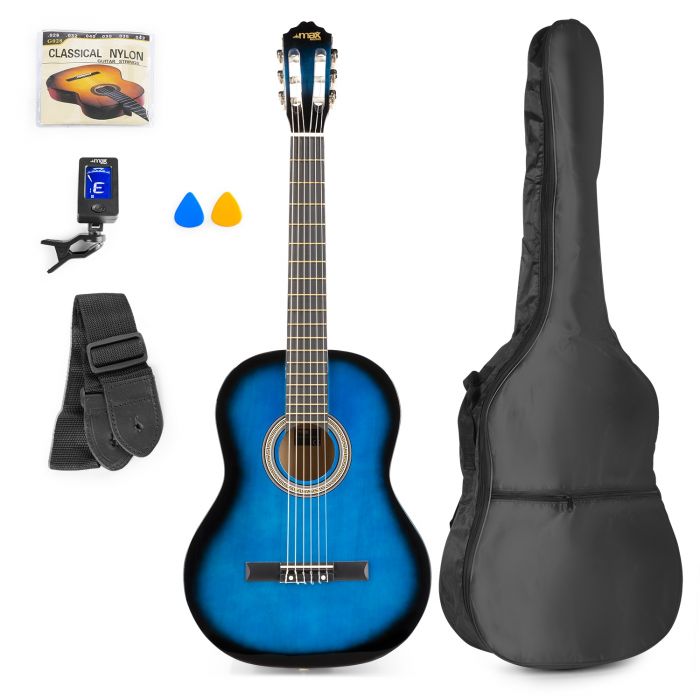 Vente Pack Guitare Classique Bleue avec Accordeur Sangle Housse